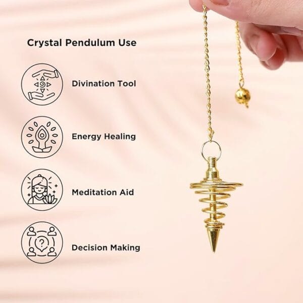 Golden Spiral Pendulum Dowsing of Divination Tool | Feng Shui Metal Dowser Pendulum for Vastu Reiki Healing Crystal Therapy Chakra Balancing - Image 4