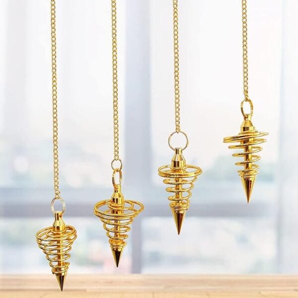 Golden Spiral Pendulum Dowsing of Divination Tool | Feng Shui Metal Dowser Pendulum for Vastu Reiki Healing Crystal Therapy Chakra Balancing - Image 3